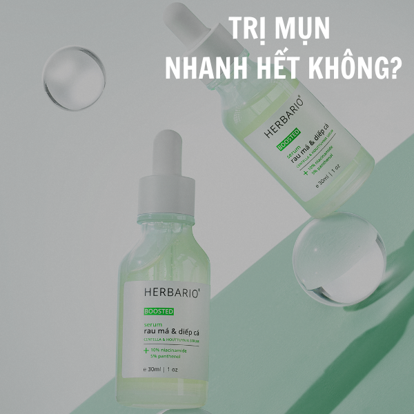 BOOSTED Serum Rau Má và Diếp Cá Herbario trị mụn nhanh hết không?